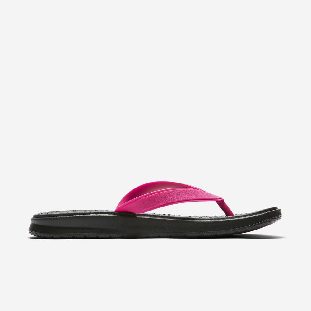 Tong Nike Solay Noir/Rose 2183-976 Black/Vivid Pink/White Femme | HSV-80078938